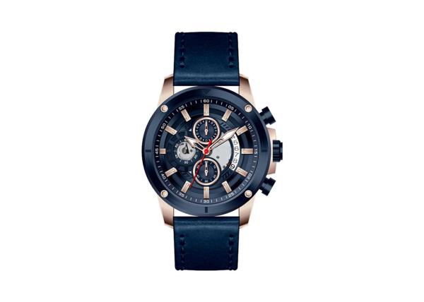 Genuine Leather Strap Male Timepieces Stainless Steel Back Watch