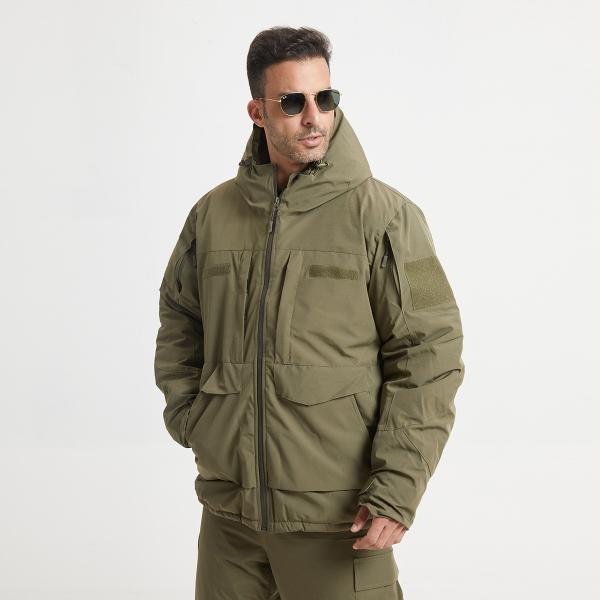Winter Military Coat For Men And Women Regular Fit Green Zippered Long Sleeve Cotton Lined Jacket