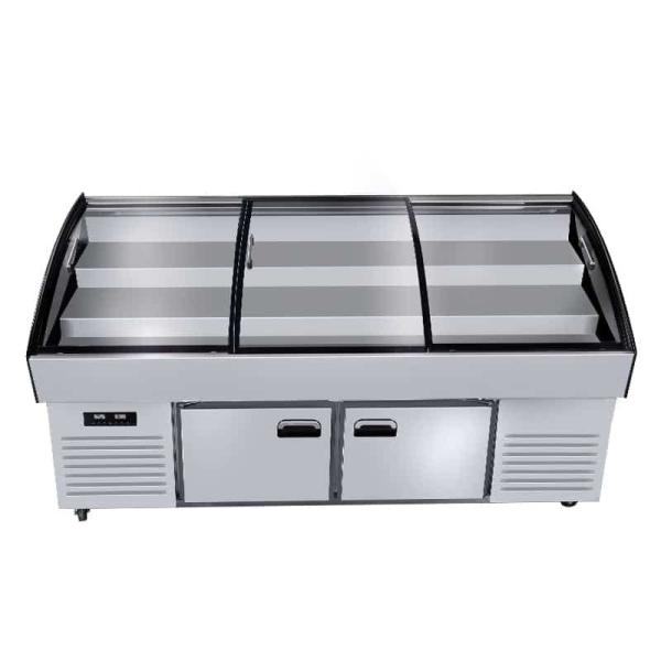 Seafood Barbecue Fruit Fishing Preservation Display Cases Glass Ladder Ice Table