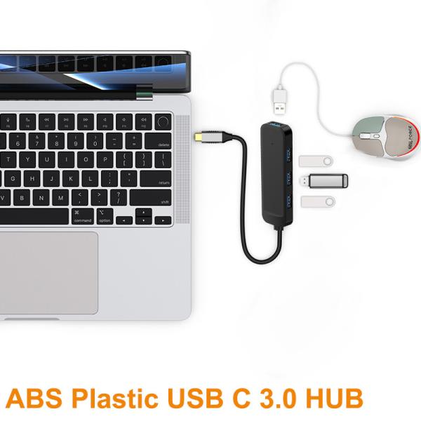 USB C HUB 4 Ports USB 3.0 HUB ABS Plastic Materials