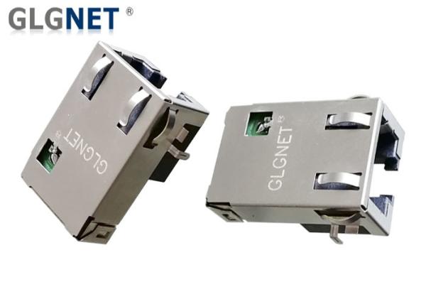 Right Angle RJ45 Single Port Pcb Ethernet Connector 10 / 100 / 1000 Base - T