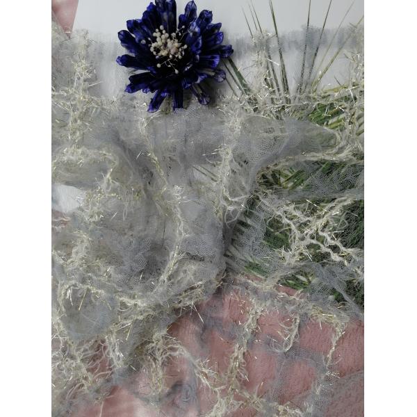 Tela geométrica azul del bordado de Applique del 125CM Lurex