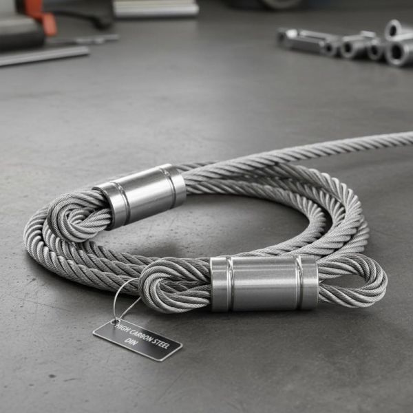 Pressed Flemish Eye Wire Rope Sling in High Carbon Steel with Galvanized Surface and DIN Standard Compliance