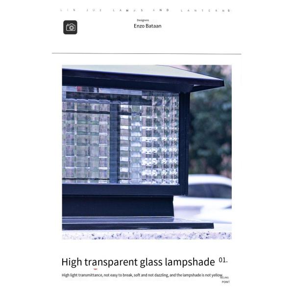 Outdoor Modern Solar LED Pillar Lamp for Courtyard Park Lighting Input Voltage V 3.7V