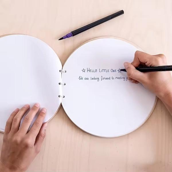 Handcrafted Plywood Baby Shower Souvenir Guestbook  Milestone Wooden Circles