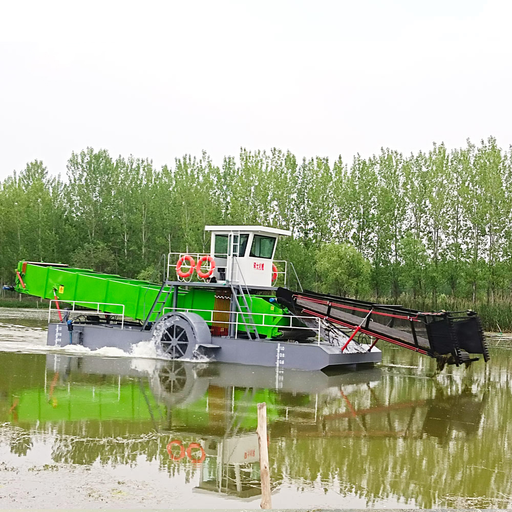 Stainless Steel Hydraulic Trash Skimmer Boat High Efficiency Customizable Aquatic Plant Harvester