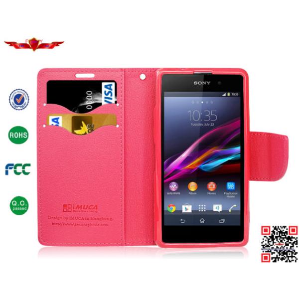 Hot Selling 100% Quaify Colorful PU Wallet Leather Cover Cases For Sony Xperia Z1 Z1 Mini