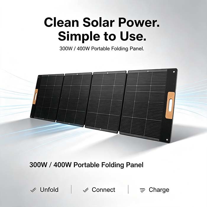 Portable Foldable 300W Solar Panel Charger, Off‑Grid Solar Power for Camping,