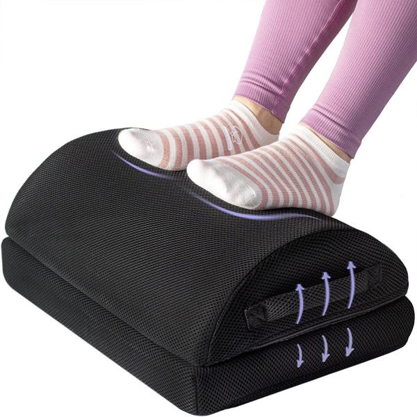 Under Desk Memory Foot Rest with Adjustable Height and Multi-functional Features