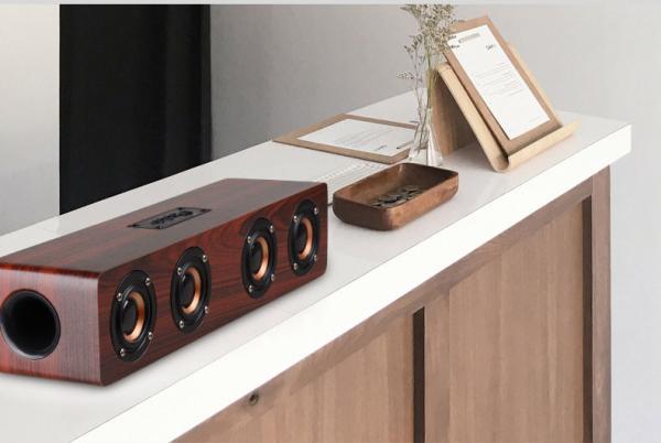 4 Loudspeakers Type Wooden Bluetooth Speaker Big Power Micro SD Card Wooden Speaker