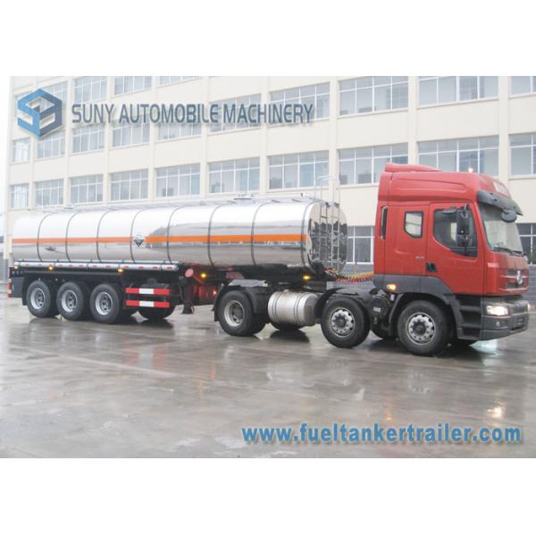 Ammonium Mitrate Oxidatioin Fuel Tank Trailer , 28000L 3 Axle Stainless Steel Tanker Trailers
