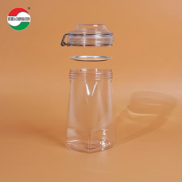 1080ML PET Botella de plástico PET transparente cilindro Jarrones sellados para alimentos Solución de almacenamiento de tapa de cubierta