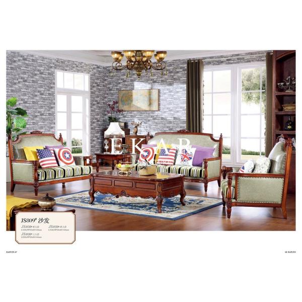 French pastoral leather sofa European living room sofa set