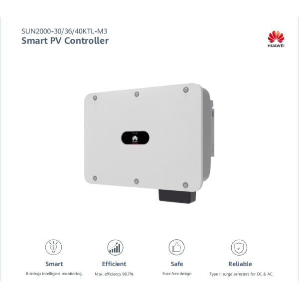 SUN2000-30/36/40KTL-M3 Solar Inverter with LED Indicators and Output Current 57.8A