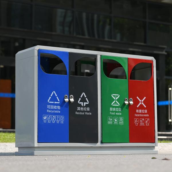 Powder Coated Black Press Button Metal Waste Bin Outdoor Dustbin Metal Waste Bin Hotel Trash Can