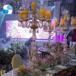 ZT-394 décoration de mariage 6 bras coupé verre tasse haut porte-bougies de couleur or chandeliers