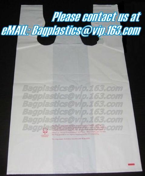 Go Green Bamboo Biodegradable Eco-friendly Reusable Plastic T-Shirt Bags Handles Shopping,Compostable Grocery Shopping