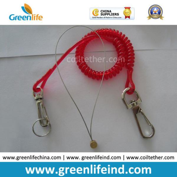 Safety Scaffolding Spanner Tools Leash Translucent Black 15cm Spring Steel Coil Lanyard Strap