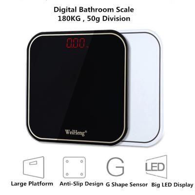 Bathroom Electronic Weighing Scale For Human , 6 Mm All Around Tempered Glass 180 Kg