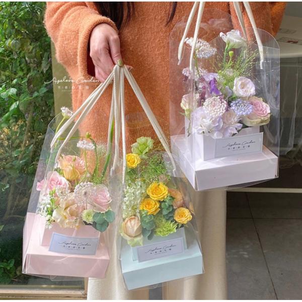 Valentine's Day hand-held flower box, transparent pvc folding diy bouquet