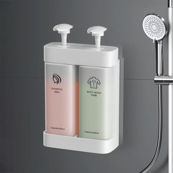 ABS Material Wall Mounted Double Soap Dispenser with Waterproofing and Customized Logo for Eco-Friendly Use in Hotels and Bathrooms