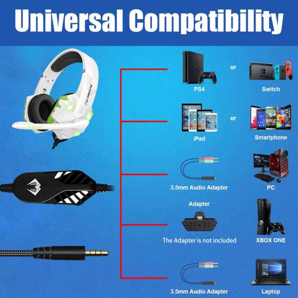 PC PS5 Xbox One Custom Gaming Headsets with Noise Canceling Mic 7.1 Surround Sound