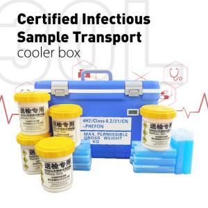 Vaccine Medical UN2814 Caixa 30L Biossegurança Caixa de transporte Azul