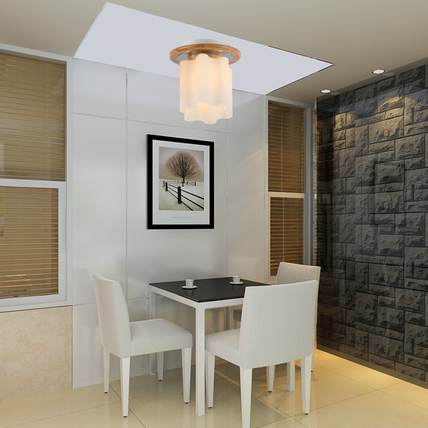 Flower shape glass shade Thailand imported OAK wood ceiling light made in Zhongshan China