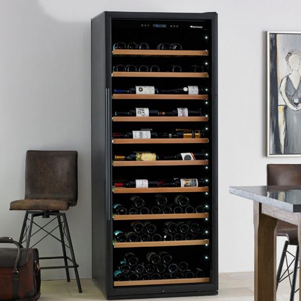 Single Zone Black Wine Cooler Cabinet with Touch Control Screen and Double Pane Glass Door