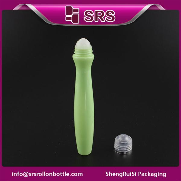 SRS packaging plastic 15ml green color PETG roll on bottle with plastic ball