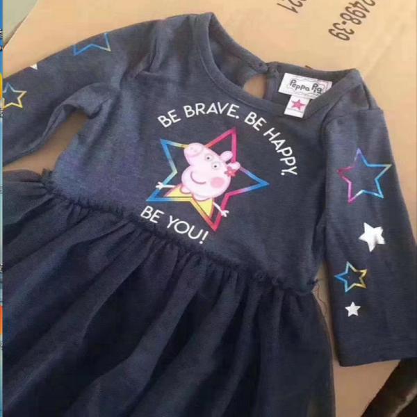 3T 4T 5T Peppa Pig Long Sleeve Dress 60% Cotton 40% Polyester