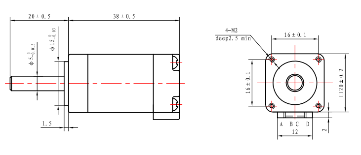 20*20*38мм 5,4В Нема 8 шаговый мотор для сканера с CE ROHS
