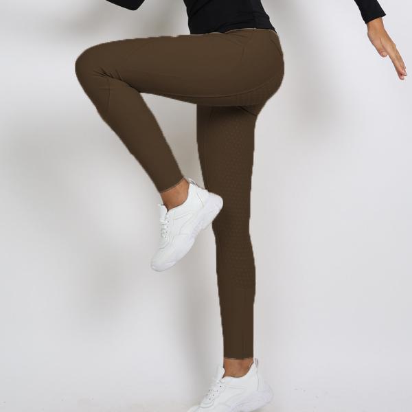 Full Seat Silicone Horse Riding Breeches Women Equestrian Traning Leggings Brown