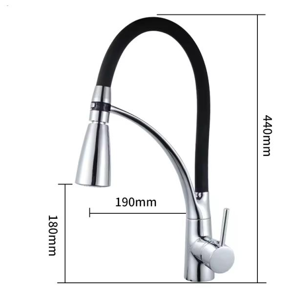 Lizhen 2024 Lizhen Single Handle Silicone Spout Brass Kitchen Faucet With Flexible Spout