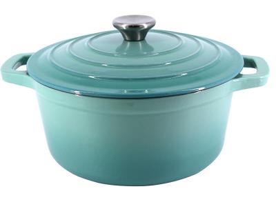 Non-Stick 2.4L Cast Iron Dutch Oven Two Handles Cast Iron Casserole Pot