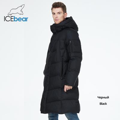 Long Black Puffer Jacket Mens Long Winter Coat Multi Pocket Windproof Hood