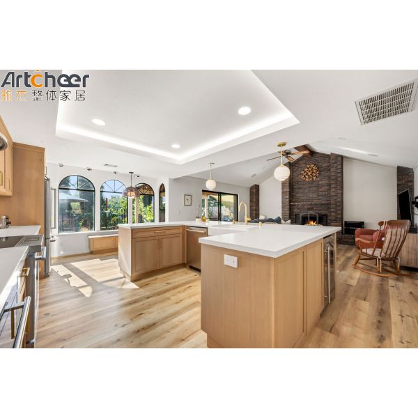 Modern Solid Wood Kitchen Cabinet with Customized Color and 3 Years Guarantee