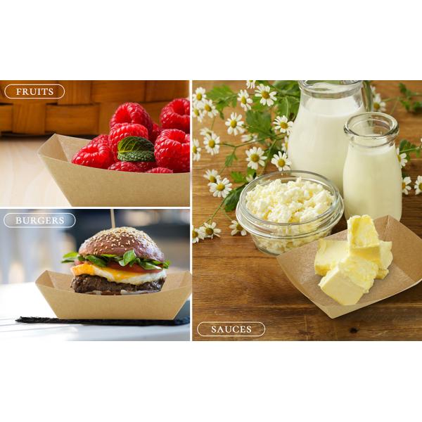 Kraft Paper Recyclable Eco-Friendly Food Serving Boats Take Out Food Trays Party Supplies For Tacos, Nachos