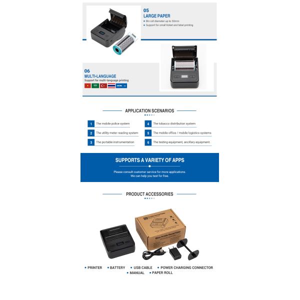 Max. Resolution 203 Dots/line Wireless Thermal Receipt Printer for Fast Transactions
