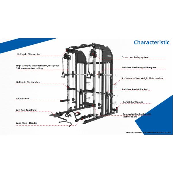 1360*360*185mm Dimension Box Multi-Functional Smith Machine for Full Body Workout