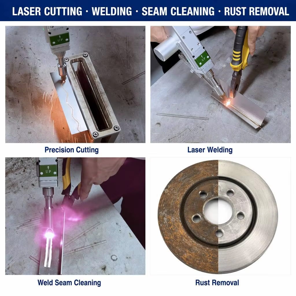 4-in-1 Air-Cooled Handheld Laser Welder Portable Welding + Cutting + Surface Cleaning + Weld Seam Finishing Machine for Metal
