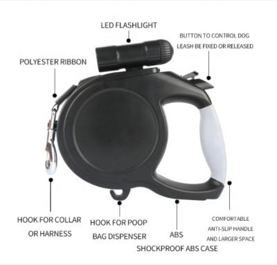 Multifunctional Led Flashlight Pet Retractable Leashes 8m Retractable Tape Dog Lead ODM