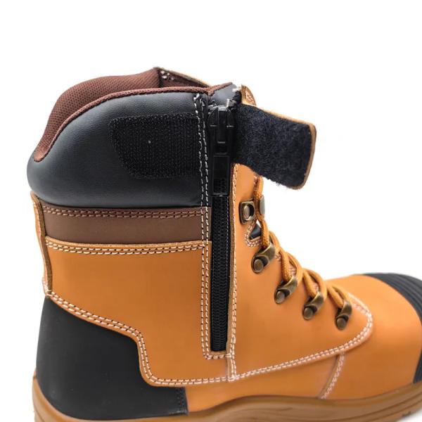 Bottes résistantes au glissement à l'huile et à l'eau en cuir industriel Bottes de construction à fermeture à glissière