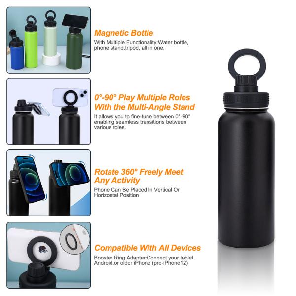 Equipped Anti-corrosion Coating Stainless Steel and Plastic Magnetic Gym Water Bottle