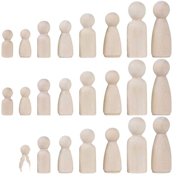 Wooden Peg Doll Decorative Unfinished Wooden People Bodies Family Craft People Set 8pcs