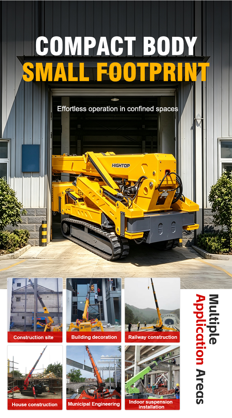 HTSC8.0 Crawler Spider Crane with 360° Continuous Rotation 21m Maximum Lift