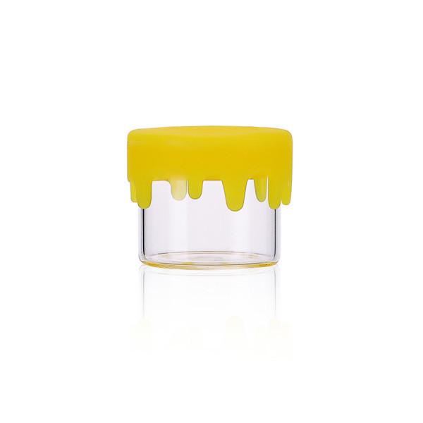 Silicone Cap Glass Concentrate Container Wide Neck Clear Borosilicate Glass Mini