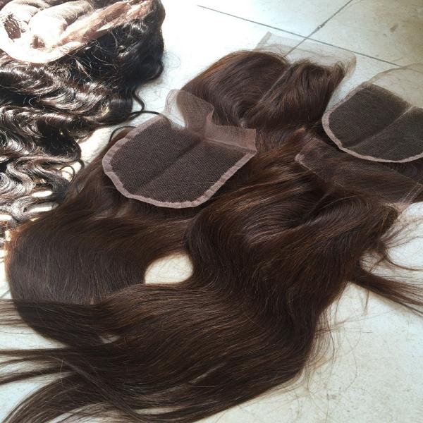 Guangzhou 100% Human Hair Light Brown Brazilian Virgin Hair Body Wave With Same Color 4# Closures No Shedding No Tangle