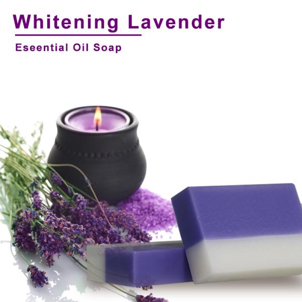 Jabón de cara orgánico púrpura que blanquea cuidado del cuerpo del aceite de coco de la lavanda