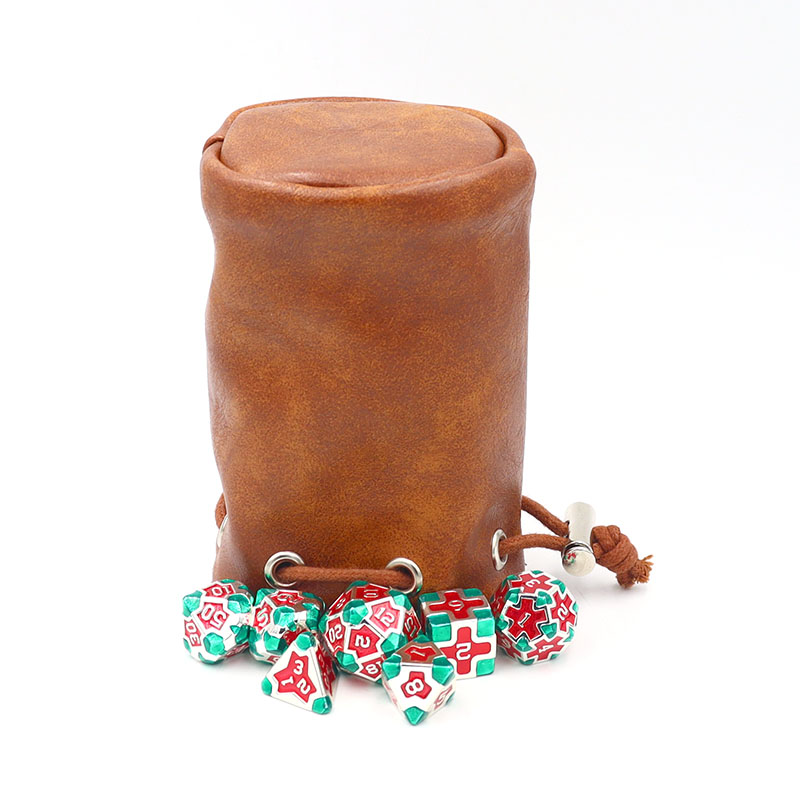 Large Custom Logo Cowhide Dice Bag 7.5*11cm Portable DnD Dice Cup for Dungeons and Dragons